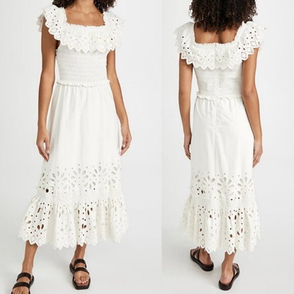 Sea New York Dresses & Skirts - NEW Sea New York White Eyelet Smocked Maxi Dress Size XL Shopbop Boho Wedding
